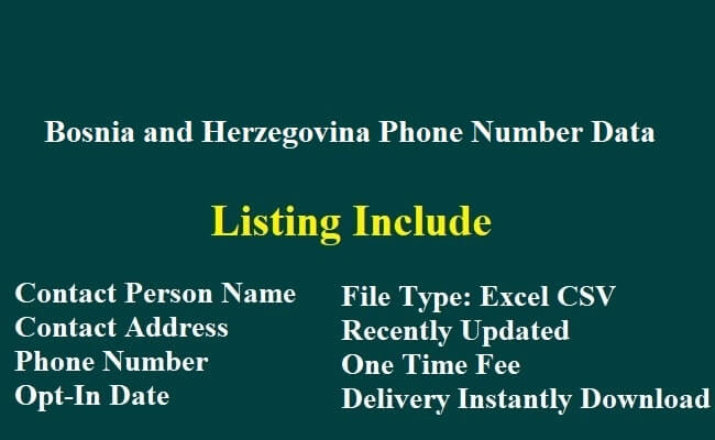 Bosnia and Herzegovina Phone Number Data