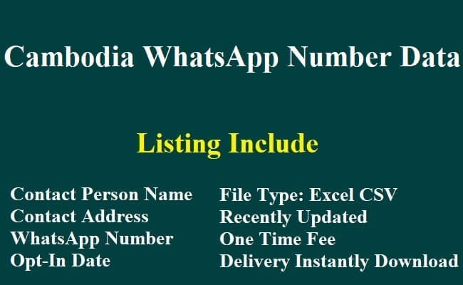 Cambodia WhatsApp Number Data