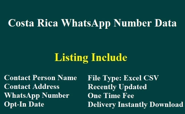 Costa Rica WhatsApp Number Data