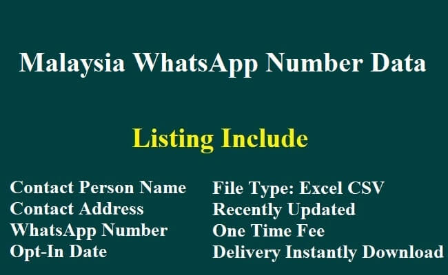 Malaysia WhatsApp Number Data