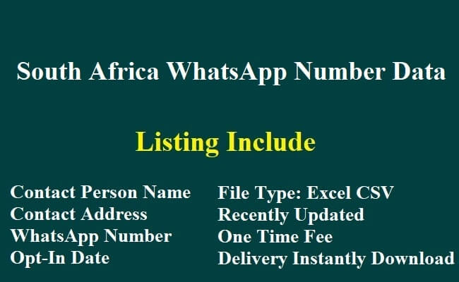 South Africa WhatsApp Number Data