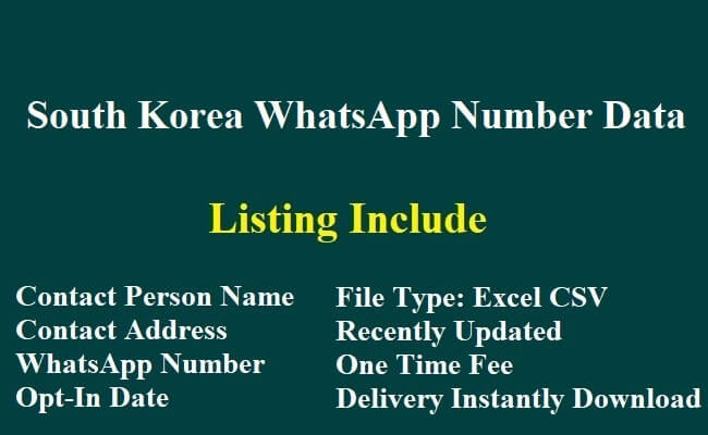 South Korea WhatsApp Number Data